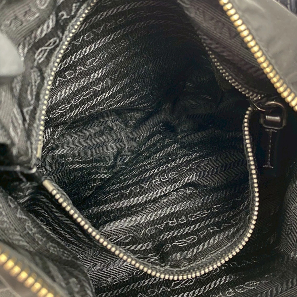 PRADA Triangle Logo Perforated Stud Hardware Nylon Leather Genuine Semi Shoul... - Picture 10 of 10